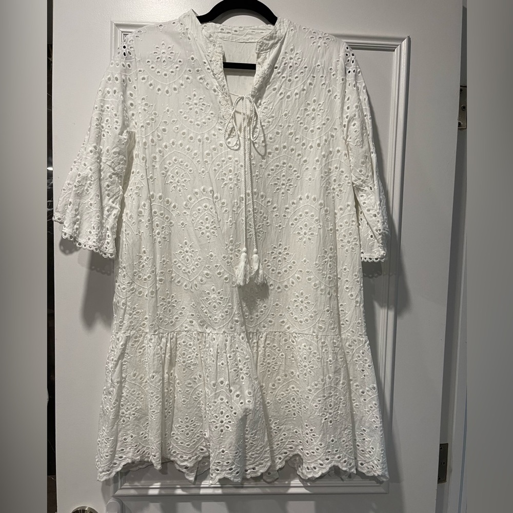 White eyelet summer dress